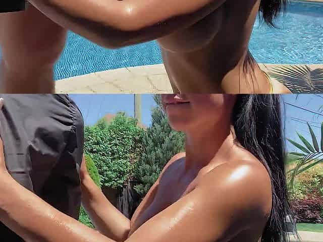 Fit Teen screws the pool hunk in her parents backyard