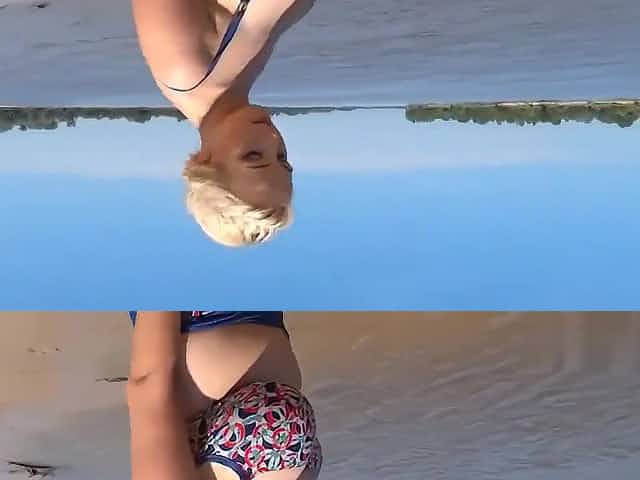 Blonde & Curvy Euro PAWG in Bikini - Monster tits outdoors on the beach