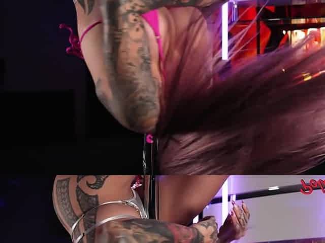 POLE VIXENS - Inked And Breasty Hotty Lacey Jayne Striptease Client Bang