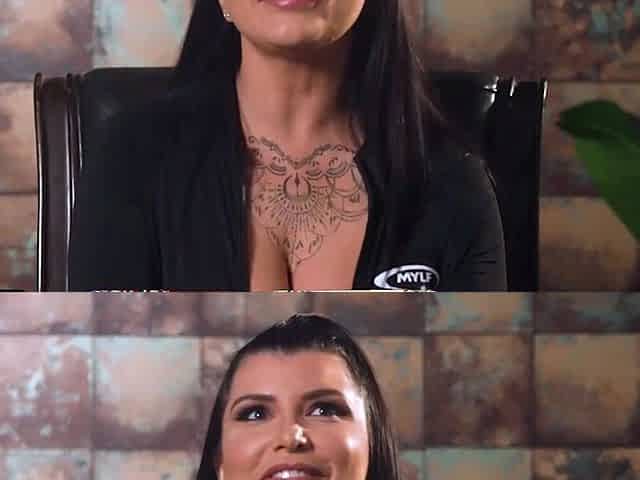 Romi Rain in red high heel boots fucked
