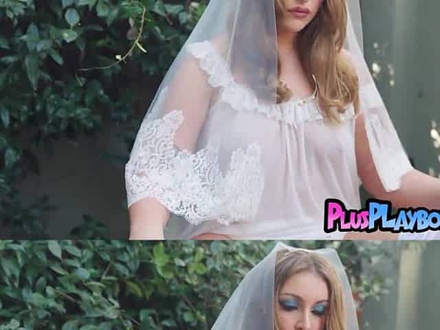 Large butt bride bare her fantastic body during the time that posing in hawt wedding costume