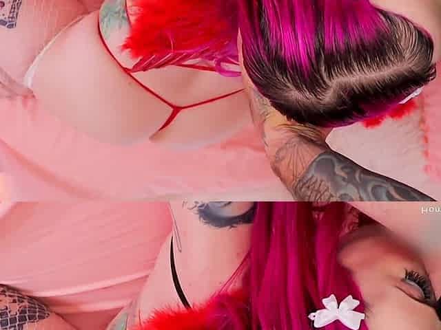Pink-Haired Slut with Killer Body Deepthroats Friend's Cock & Fucks Him in Every Position