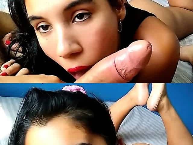 Hot Latina Teen Gives Intense Blowjob and Handjob