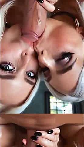 Ai Generated POV Double Blowjob Goth Babes