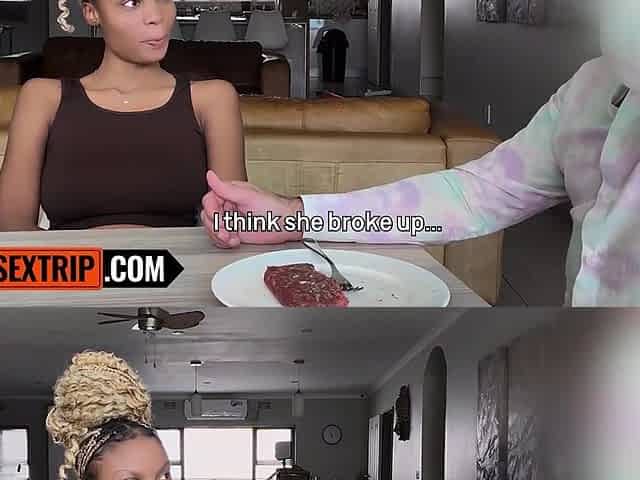 Looking at the busty perfect ebony teen, the fat dick forgot about his girlfriend