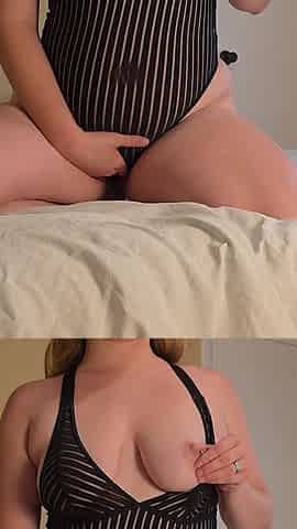Pinstripe Pleasures: Horny MILF in Lingerie Moans and Masturbates
