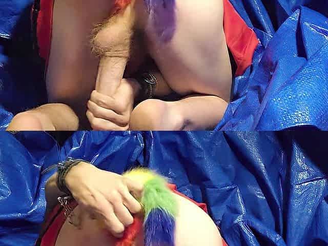 T-beauty rides and plays with her toys on a tarp