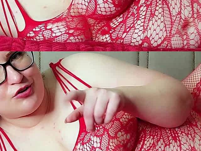 Valentine's Day JOI from BBW in red bodystocking - jerk off