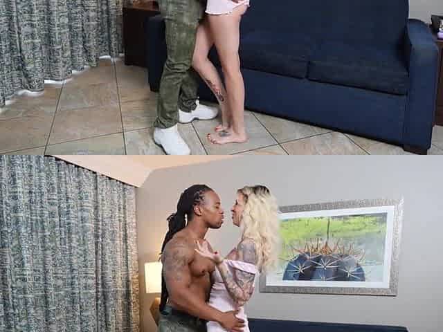 Bimbo Tall Golden-haired Anal Sex on the Sofa