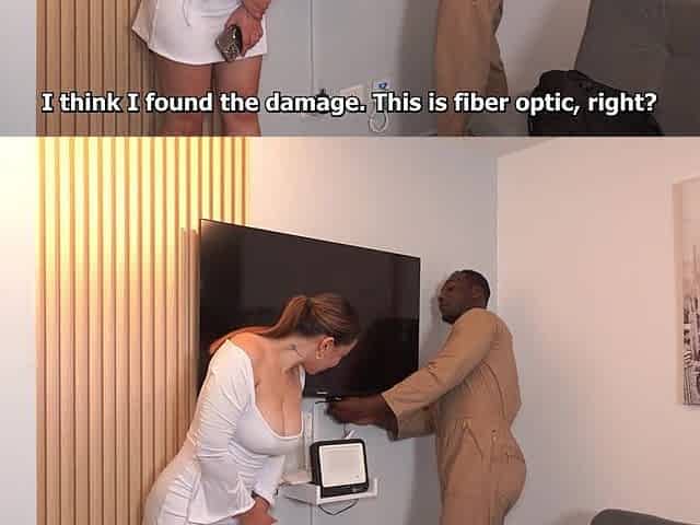 Busty Colombian Gets a Muscular BBC Technician and Ends up in Interracial Fucking