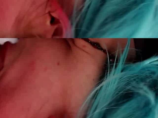 Horny MILF in Blue Wig Hardcore Fucked Moans Like Crazy