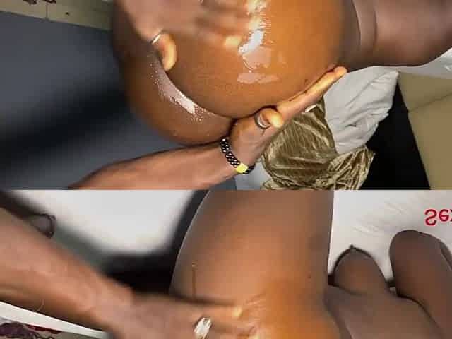 Sexy black enjoying doggy