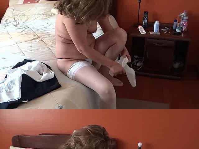U can't bang me but come and cum on my bushy cunt, gorgeous stepmom in erotic underware groans