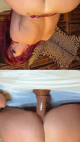 SMALL REDHEAD ATLANTA MORENO RIDES SEXTOY - Large Melons and Fingering in Solo Masturbation! Part two