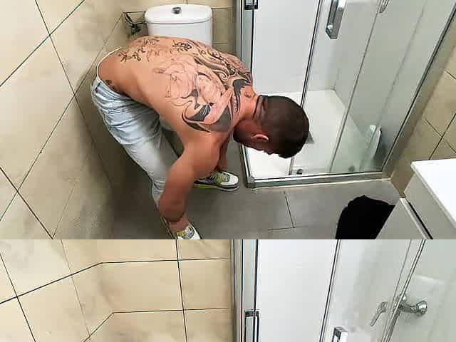EXTREM Shower Smelling my perspired armpit, Sniffing my sneakers playing my own urinated