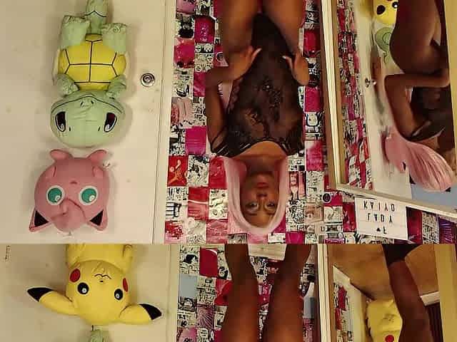 Slutty black hottie LADYKAIYO dropping jaws in wicked ebony underware