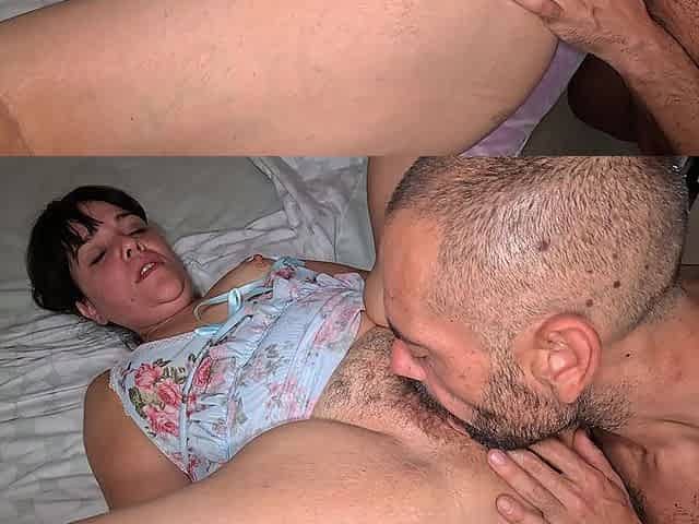 Hot Stepmom Fucked with Her Legs Spread and Cum Inside Her Big Hairy Pussy