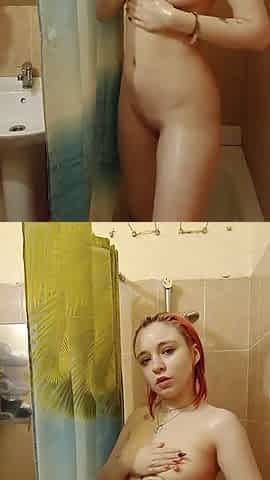 Sexy shower masturbation with orgasm. Close-up