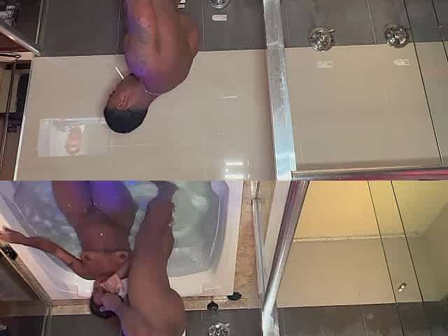 A peaceful day with the ebony dude in the bathtub.