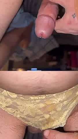 hard cock pissing wearing yellow panties