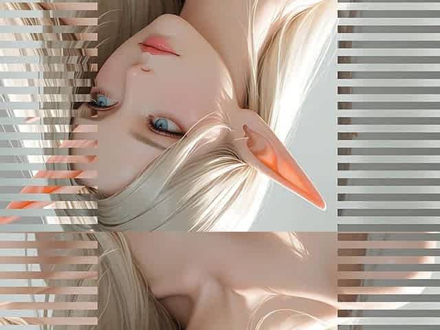 Lustrender Slideshow: Beautiful Nude Elf Head Turn Right Art - Ai Video