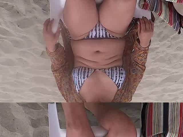 I make the weenies very hard during the time that I show myself on the beach and I end up banging