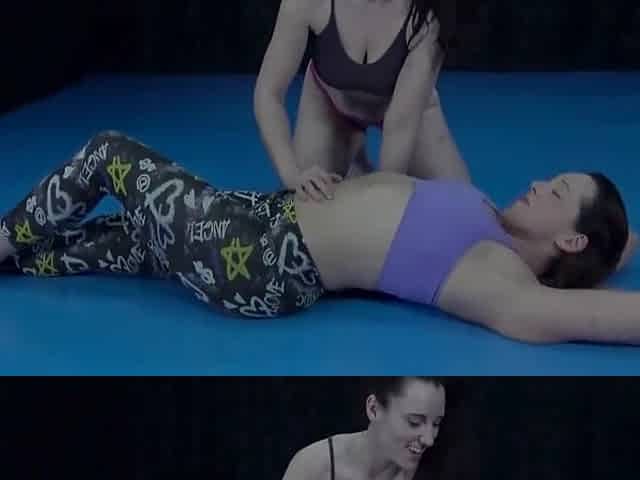 Alora Lux And Ivy Rain In Two Horny And Hot Ladies At The Gym Wrestling And Belly Licking