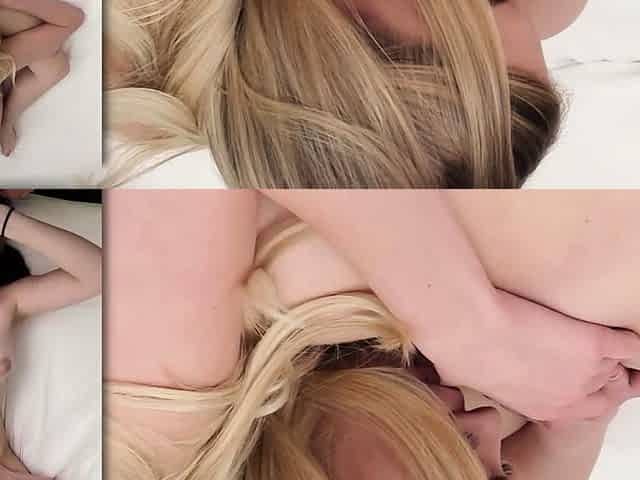 Blonde and brunette lesbians licking and sucking pussy