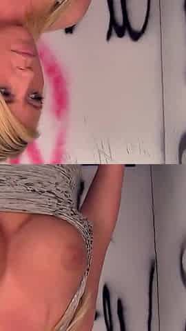 Hot blonde Heidi sucks huge cock from gloryhole while masturbating her wet pussy