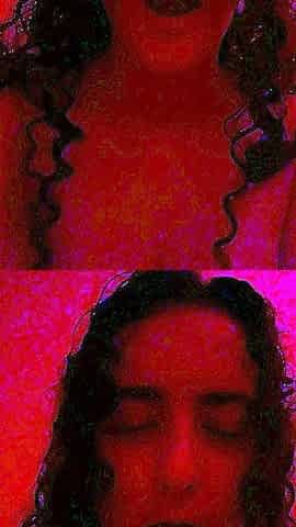 Busty curly brunette with big boobs fucks on couch