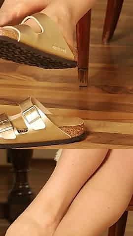 Barefoot Dangling in Classic Cork Sandals - Toeplay for Real Footlovers