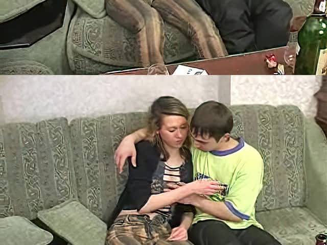 Two guys pulverize a blonde girls juicy shaved cunt