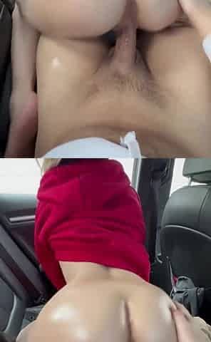 Big ass teen rides cock in car till she cums