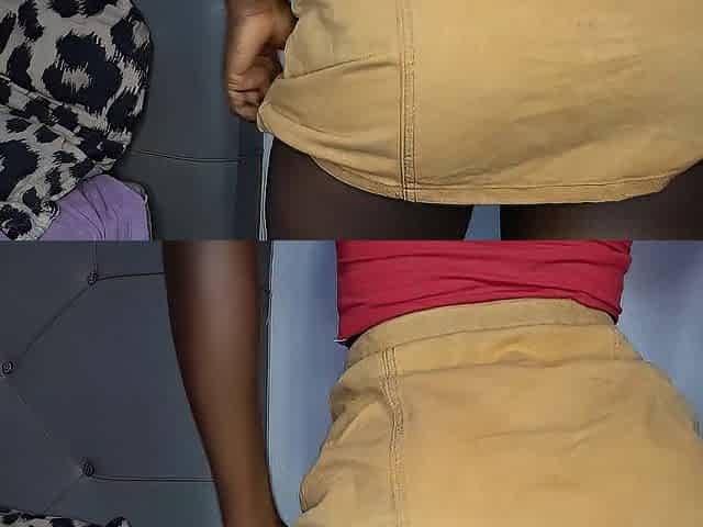 Brown skinny large butt petite titties