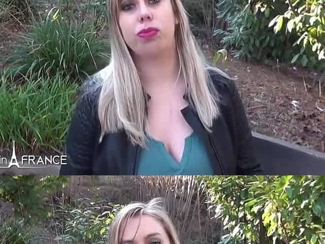 Slutty, French Blonde With Red Lips Is About To Have Casual Sex With A Handsome Stranger