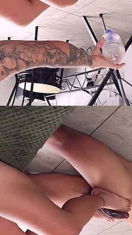 Intense Masturbation with Feet and Lots of Oil Until Ejaculation