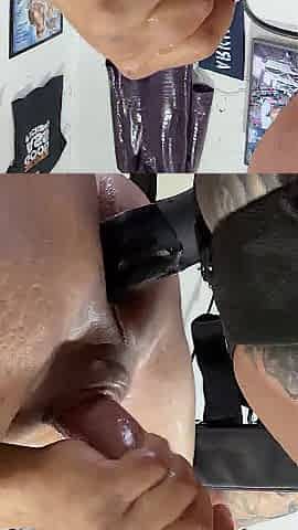 Stretching out & Resizing my boyfriends taut little arsehole with my MASSIVE fresh THONG ON. ????????????????????
