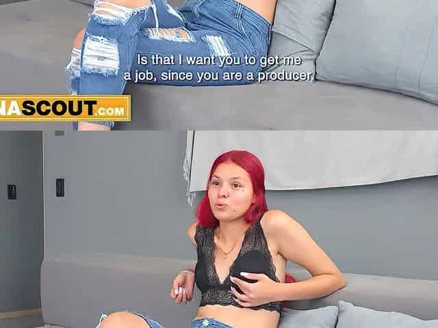 Lewd 18yo Redhead Colombian Sucks Ramrod In Amateur Auditions To Please Her Producer