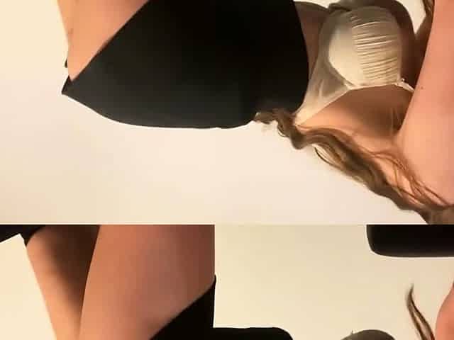 Lonely Big-Titted Brunette Babe Masturbates on Webcam