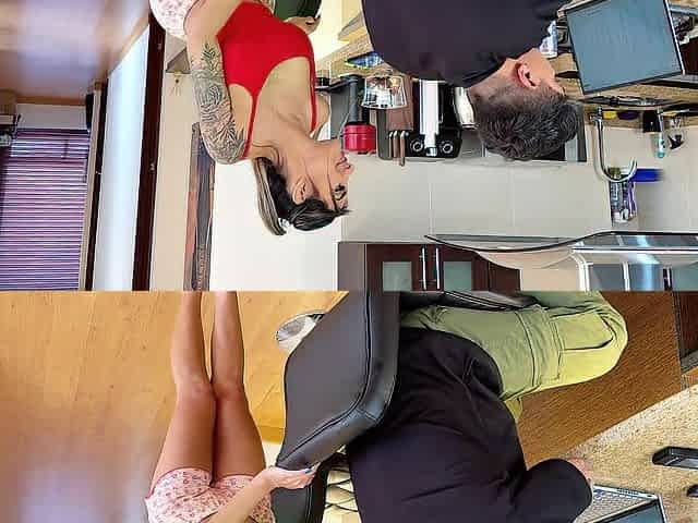 The nasty stepdaughter relieves her stepfather's stress by letting him screw her booty!
