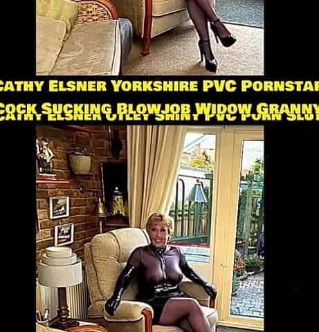 Kinky Cathy Shiny Tight PVC Plastic See Through Skirt High Heels Stockings Curvy Thighs Pornstar Otley Slut Widow Granny PVC Cat