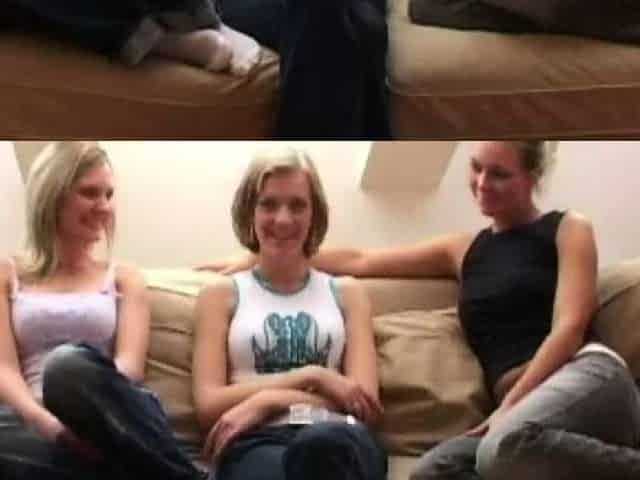 Amateur blonde threesome for money in the back of a store