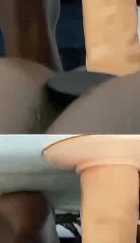 Black Slut Rowena Fucks Large Dildo, Buttplug in Ass