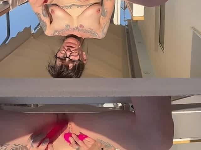 Squirting and Orgasm Outside on the Sunny Balcony