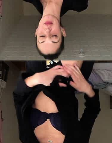 Small tit brunette amateur tugs on a big willie