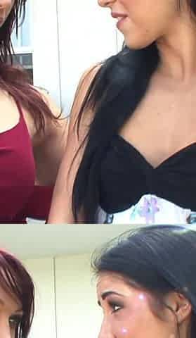 Sexy dildo fucking lesbians on the bed eating pussy