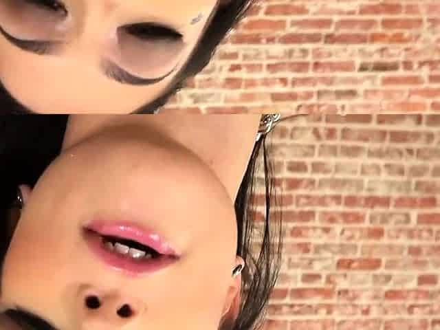 POV tattoo and piercing babe sucks dong while talks slutty