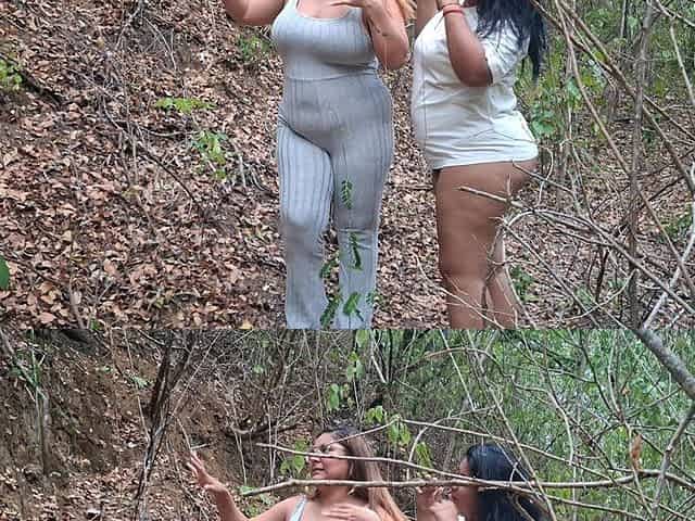 BBW Latina's Walk Naked Outdoors