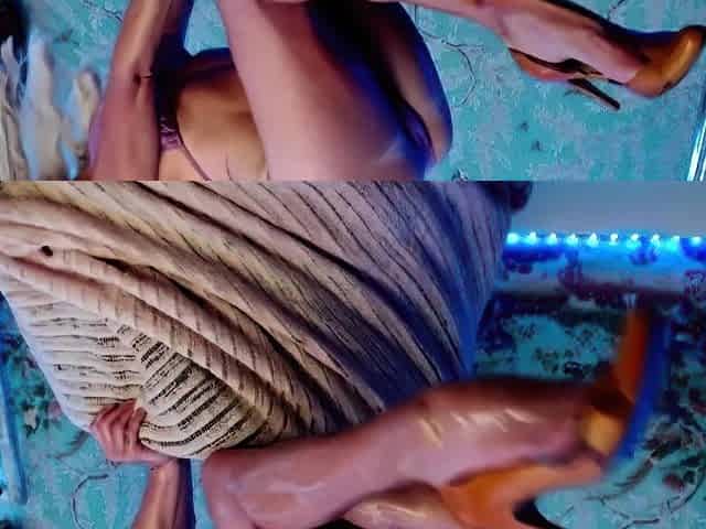 Blonde solo jerking off
