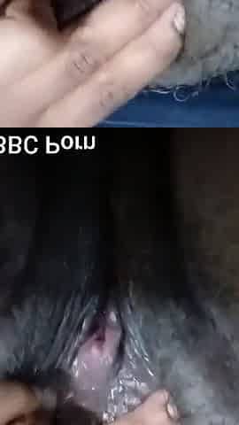 Closeup Rubbing My Fat Black Hairy Pussy